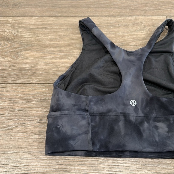 LULULEMON Diamond Dye Pitch Grey Graphite Grey Wunder Train Longline Bra Size 8 - Picture 6 of 12